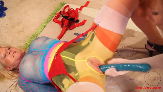 Crimson GONZO and her gf get wild in nylons