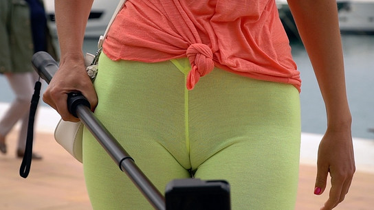 Camel-toe displaying in public